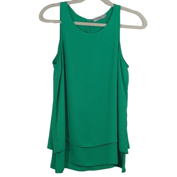 A Dalia Women's Green Flowy Layered Sleeveless Tank Blouse Top Shirt Size S - Picture 1 of 9